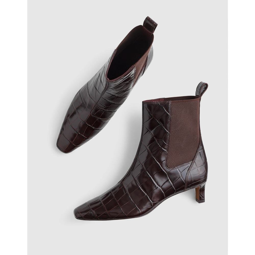 Madewell The Dimes Chelsea Croc Stamped Leather In Coffee Bean Size 8 NWOB